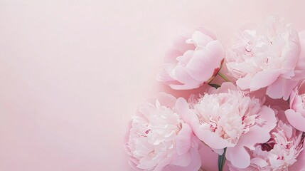 Obraz premium An elegant bouquet of pink peonies on a soft blush backdrop, close-up shot, Romantic style