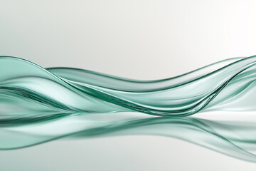 Obraz premium White background, green gradient lines, flat style, close-up, glass texture. generative AI