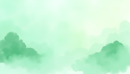 Watercolor sky background with shadowy pattern in green academy style featuring free brush strokes