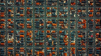 Urban landscape with colorful rooftops viewed from above during daylight