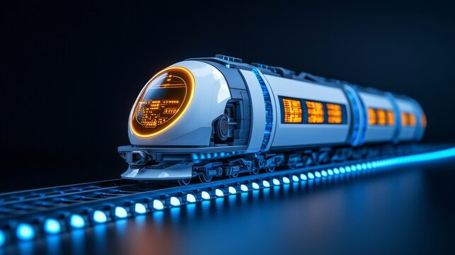 An advanced hyperloop station with trains that glow and holographic maps, aimed at facilitating rapid transit.