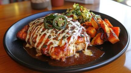 Grilled Chicken Breast Topped with Sauce and Fresh Vegetables