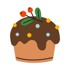 Christmas cupcake with berries