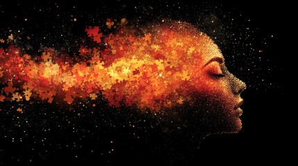 Artistic Representation of Human Profile with Colorful Particles