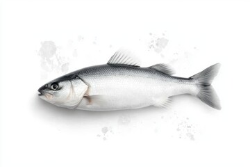 Obraz premium A fresh fish is displayed against a clean background, showcasing its smooth skin and natural features, This image is ideal for culinary designs, seafood marketing, or health-related content,