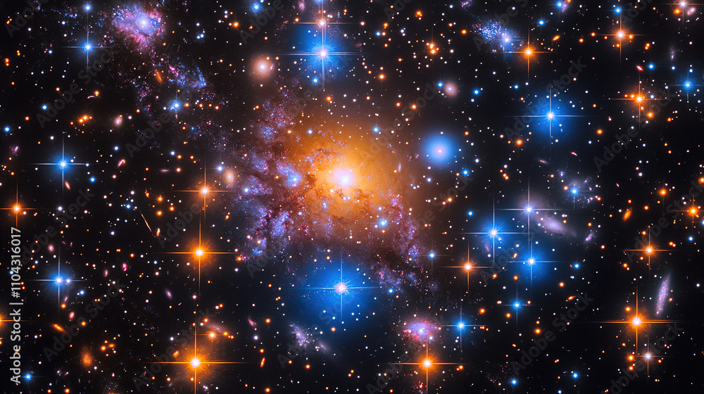 Poster stunning view of a cosmic nebula filled with stars captured by a deep space telescope. generative ai