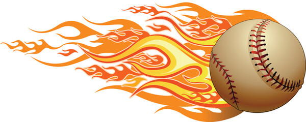 baseball flaming and flies with incredible speed