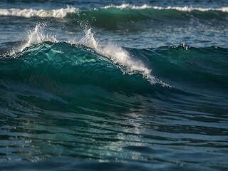 Fototapeta premium Blurred blue water waves creating a refreshing, serene background.