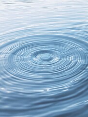 Circular waves on a body of clear water with a subtle wave formation, still water, reflection, circular waves, serene atmosphere, outdoor scene