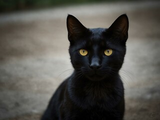 Bold black cat silhouette for tattoos.