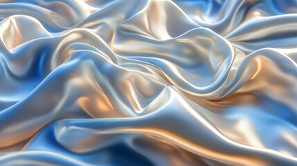 Fototapeta premium Stunning 3D Render of Luxurious Fabric with Elegant Folds and Shimmering Hues. A Captivating Visual of a Smooth Satin Surface, Perfect for Textile Design Inspiration or Backgrounds.