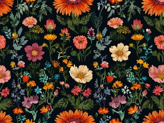 Botanical flower background (repeat).