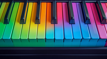 Fototapeta premium Colorful rainbow piano keys with vibrant spectrum