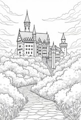 Obraz premium a color sheet of a drawing of a castle 