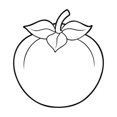 A black and white outline drawing of a persimmon