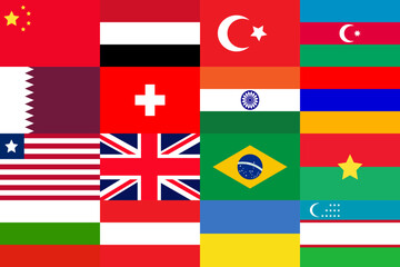 Different Countries Flags Banner World Wide Flag Concept 