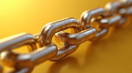 Obraz premium Golden Chain Link Macro: Detailed Industrial Metal Chain Photography