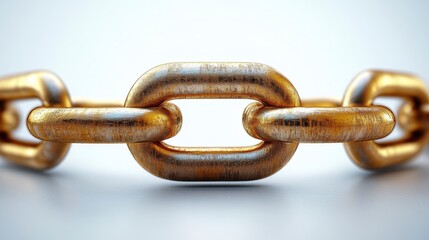 Obraz premium Golden Chain Link Macro: A Detailed View of an Industrial Metal Chain