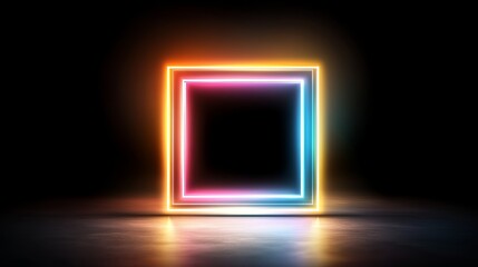  a colorful neon frame on a black background, creating a vibrant and eye-catching contrast The frame is composed of a variety of colors, including blues, greens, ye