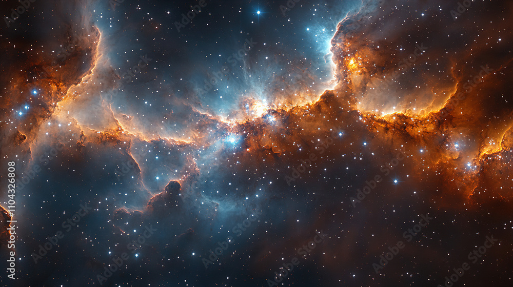 Poster stunning cosmic landscape showcasing vibrant colors and intricate patterns in deep space. generative