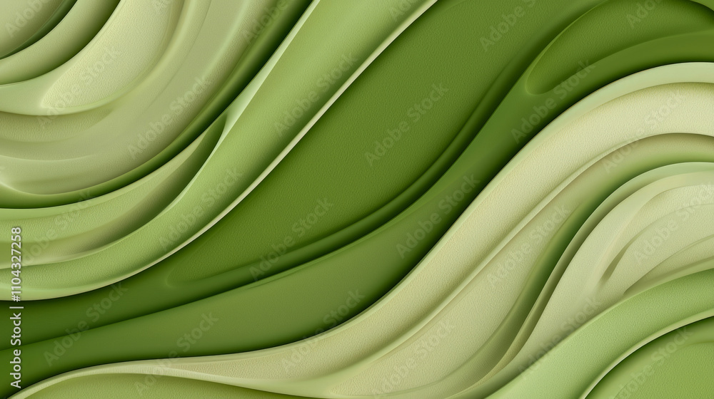 Poster wavy green abstract pattern with smooth layered textures