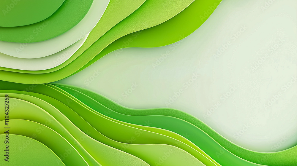 Poster abstract green wave layers: dynamic organic patterns and fluid design