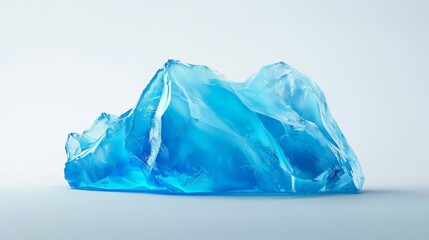 Fototapeta premium a blue iceberg on a white background, creating a stark contrast between the two colors The iceberg appears to be made of ice, with a smooth, glossy surface and a j