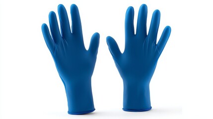 Obraz premium a pair of blue nitrile gloves on a white background