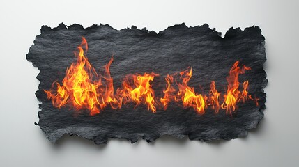  a piece of black paper with flames on it, set against a white background The flames are animated, giving the impression of movement and energy