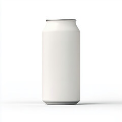 A blank white beverage can on a clean backdrop, perfect for branding. isolated on white background.