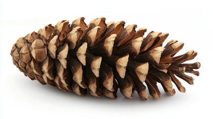  a brown pine cone on a white background