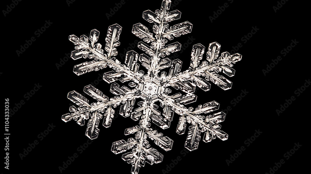 Poster delicate snowflake captured in macro detail against a dark background showcasing intricate crystal f