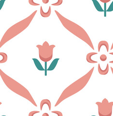 Spring seamless pattern with tulips.