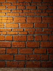 Fototapeta premium Bright orange brick wall background for modern interior design and creative projects.