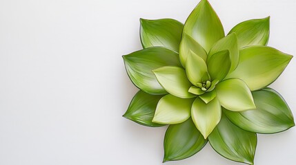 Fototapeta premium a green succulent plant on a white background, with its vibrant green leaves standing out against the stark contrast of the white surface