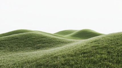 Obraz premium a lush green field of grass with rolling hills in the background and a bright blue sky above The grass is a vibrant green color, and the hills are a deep, lush gre