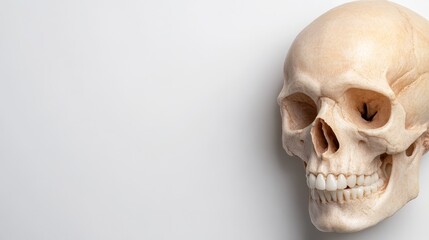 Obraz premium In this image we can see a human skull on a white surface