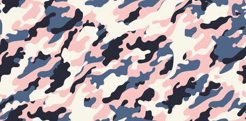 Fashionable camouflage pattern for clothing design. Pink camouflage military pattern.