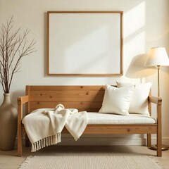 Modern living room interior with white sofa, comfortable furniture, and stylish decor