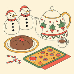 Holiday Tea Delight: A Festive Table of Christmas Cheer Illustrator Artwork