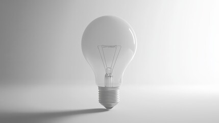  a white light bulb on a white background, providing a stark contrast between the two colors The light bulb is the main focus of the image, with its bright white co
