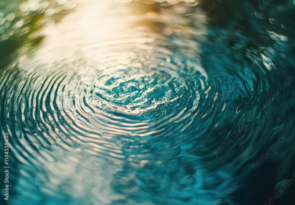 Poster tranquil water surface with soft ripple patterns and gentle reflections captured in natural light, e