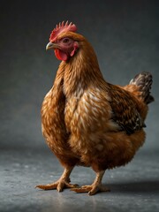 Brown chicken hen standing on a transparent background.