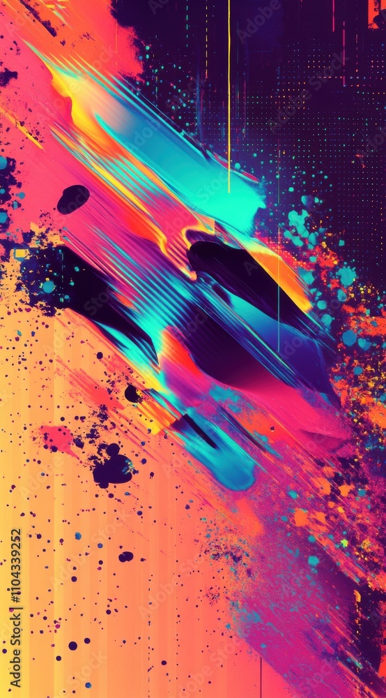 Poster vibrant abstract background with dynamic brush strokes and colorful splashes for creative projects a