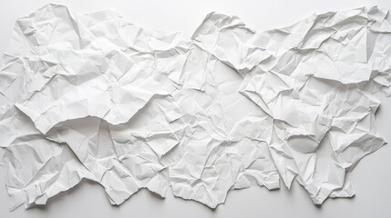 Fototapeta premium a piece of white crumpled paper on a white surface, creating a stark contrast between the two colors The paper appears to be slightly wrinkled and creased, giving