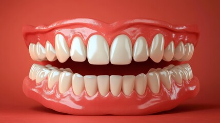 Obraz premium Stunning 3D Illustration of Human Teeth and Gums: A Detailed Look at Oral Anatomy for Dental Education