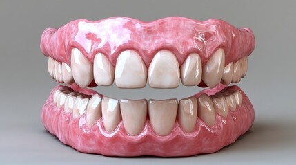 Obraz premium Stunning 3D Dental Model: A Detailed Look at Human Teeth and Gums for Dental Health Awareness