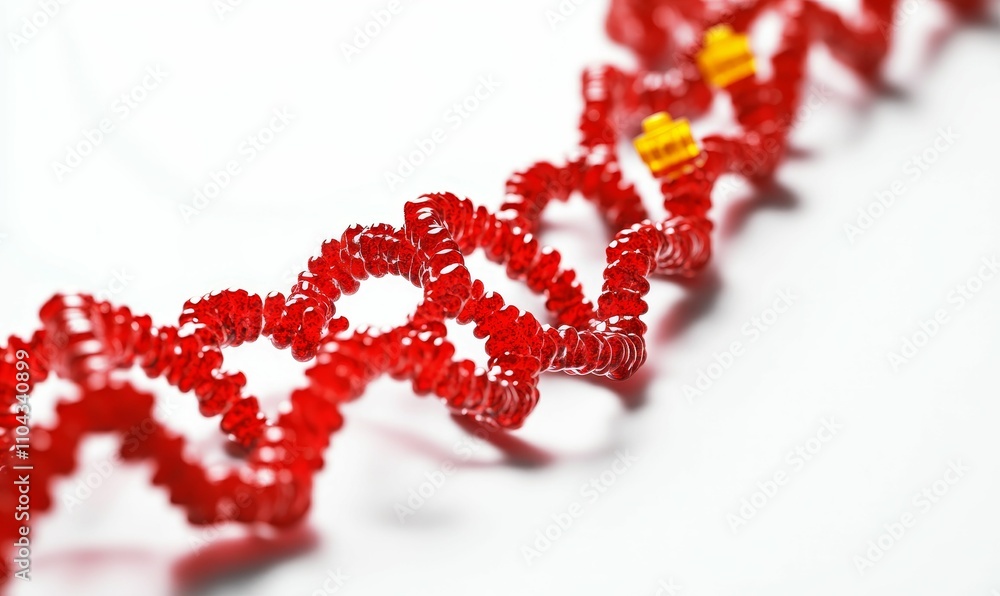 Poster red helical structures with yellow segments.