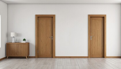 Wooden door opens to an empty, classic room with parquet floor and vintage interior