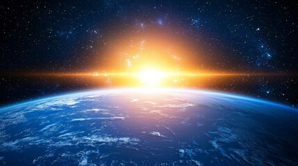  the sun rising over the earth in space, with stars twinkling in the background The resolution of the image is 1920x1200, making it suitable for use as a wallpaper